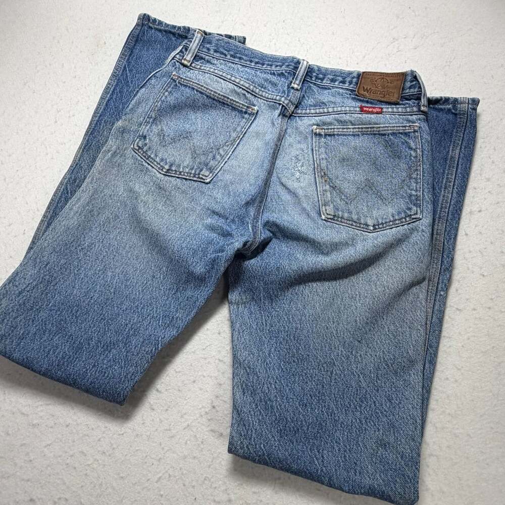 Vintage Wrangler Jeans Size 31x34 Blue Faded Distressed Denim Work Pants